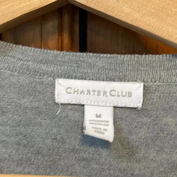 Charter Club grey and pink with sequins cardigan sweater, size M - Picture 2 of 4